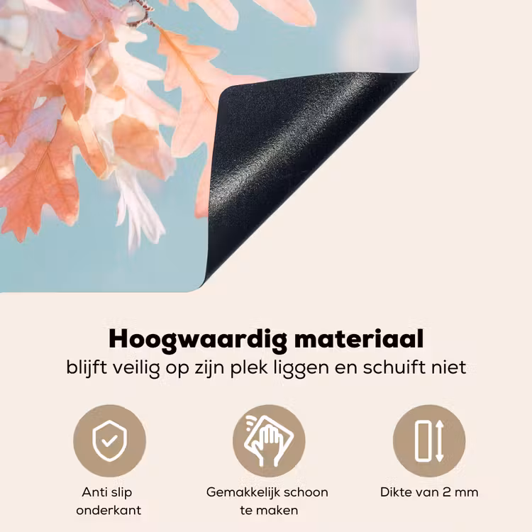 Eikenbladeren - Takken - Roze Inductie beschemer met haakjes middel -ky-onderkant-nl