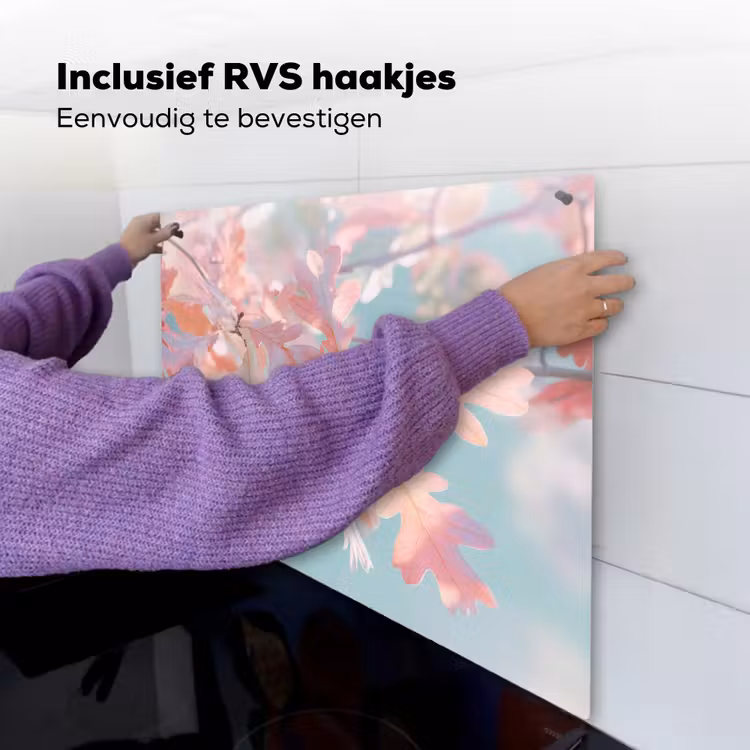 Eikenbladeren - Takken - Roze Inductie beschemer met haakjes middel -ky-ophangen-nl