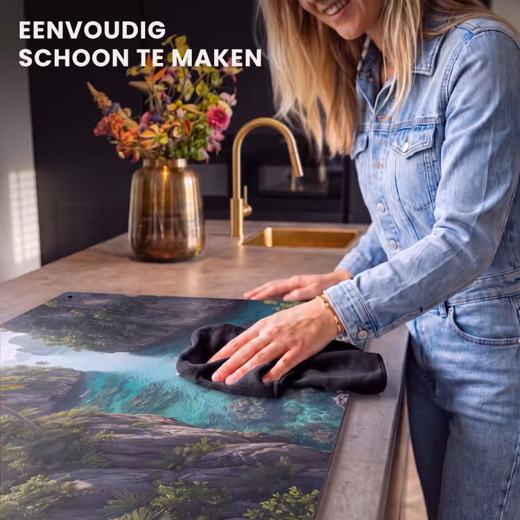 Eiland - Tropisch - Water - Palmbomen - Natuur Inductie beschemer met haakjes klein -ky-schoon-nl