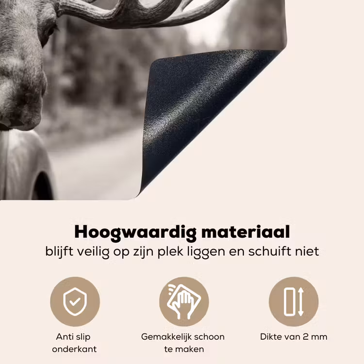 Eland - Auto - Gewei - Zwart - Wit Inductie beschemer met haakjes klein -ky-onderkant-nl