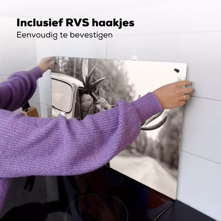 Eland - Auto - Gewei - Zwart - Wit Inductie beschemer met haakjes klein -ky-ophangen-nl