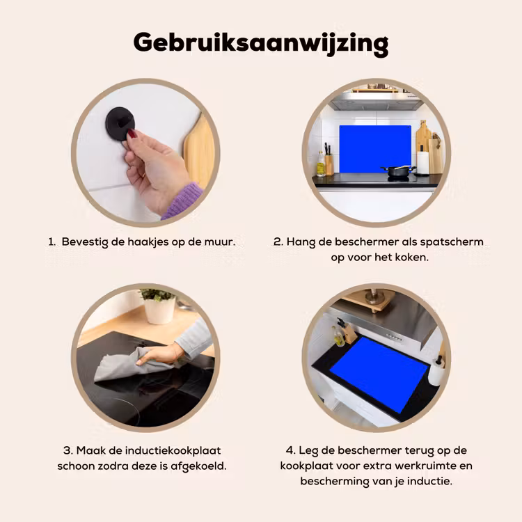 Electric - Blue - Blauw Inductie beschemer met haakjes klein 777 -ky-gebruik-nl