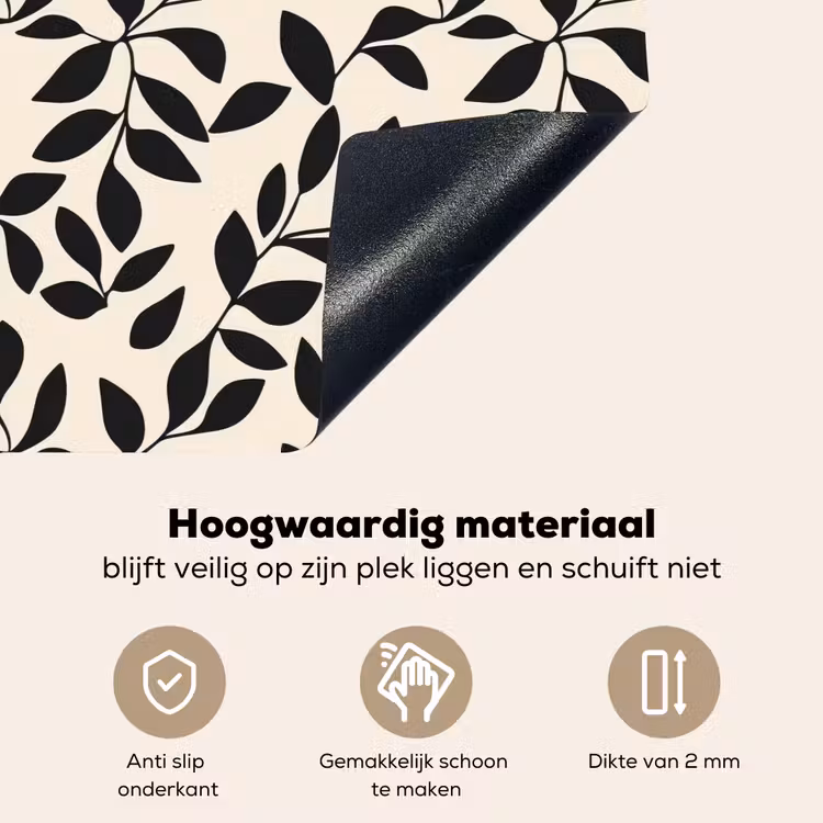 Elegant - Patroon - Zwart - Beige Inductie beschemer met haakjes klein 777 -ky-onderkant-nl