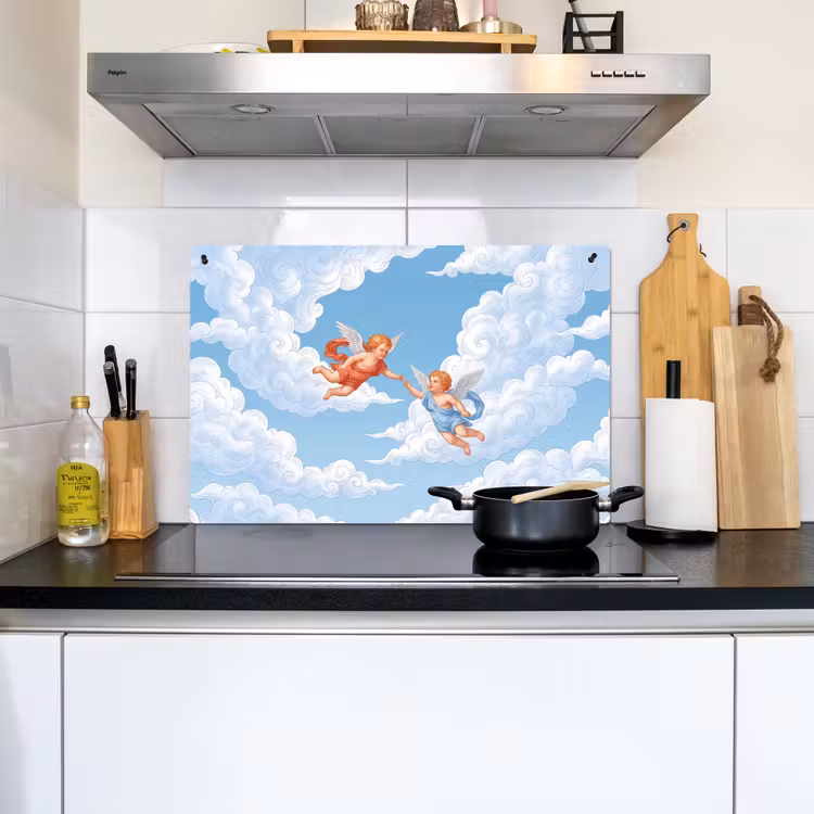 Engel - Vliegend - Klassiek - Blauw Inductie beschemer met haakjes klein -sfeer2