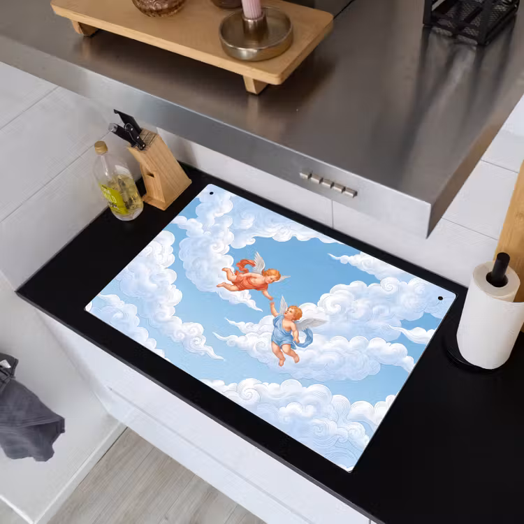 Engel - Vliegend - Klassiek - Blauw Inductie beschemer met haakjes klein -sfeer1