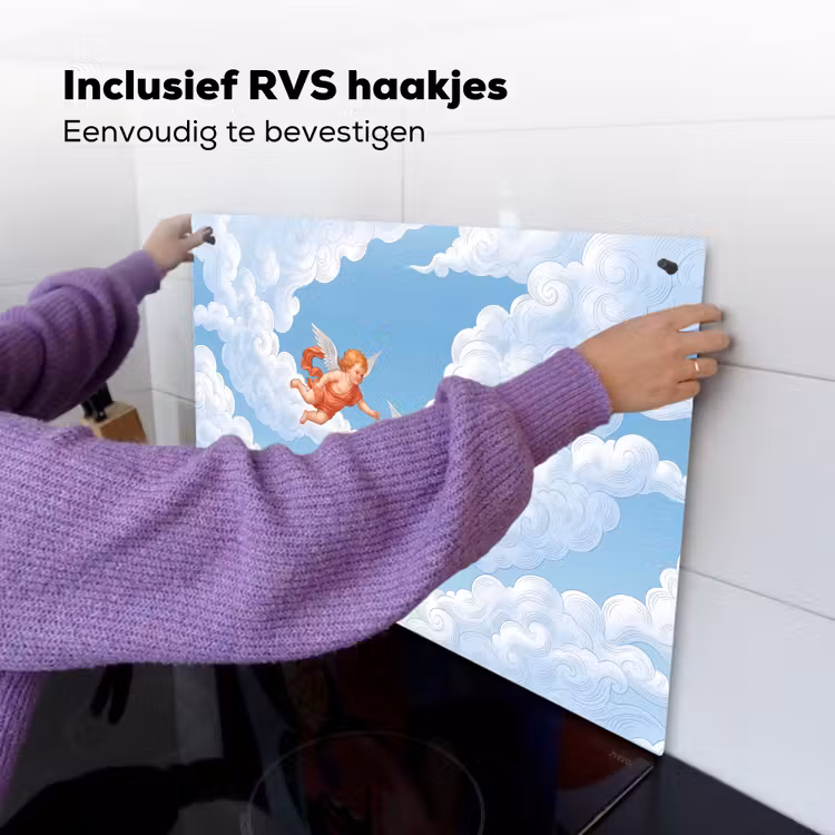 Engel - Vliegend - Klassiek - Blauw Inductie beschemer met haakjes klein -ky-ophangen-nl