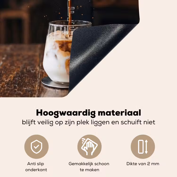 Espresso - Melk - Café Inductie beschemer met haakjes klein -ky-onderkant-nl