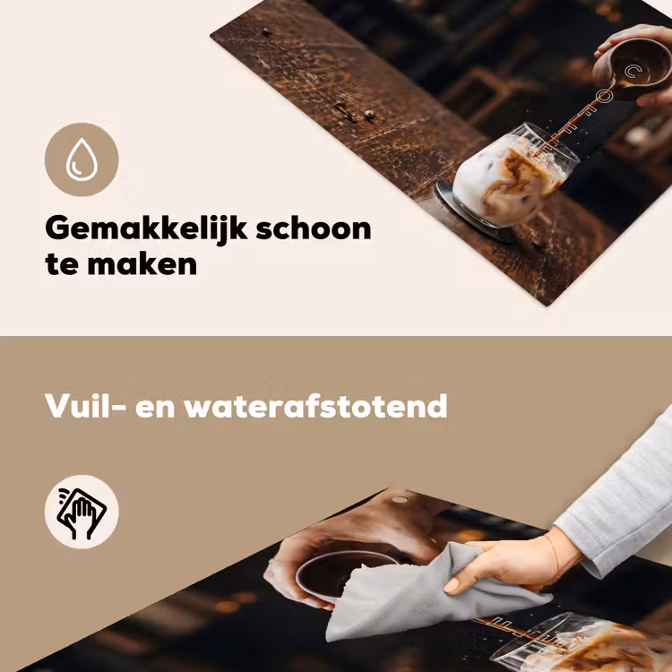 Espresso - Melk - Café Inductie beschemer met haakjes klein -ky-schoon-nl