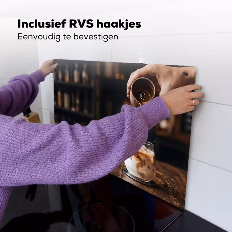 Espresso - Melk - Café Inductie beschemer met haakjes klein -ky-ophangen-nl