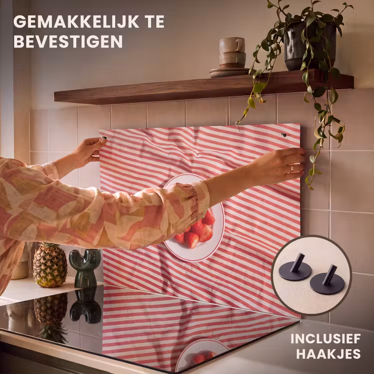 Eten - Aardbeien - Fruit - Zomer - Rood Inductie beschemer met haakjes klein -ky-ophangen-nl