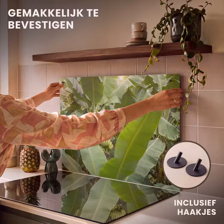 Eten - Bananen - Plantage - Groen Inductie beschemer met haakjes klein -ky-ophangen-nl