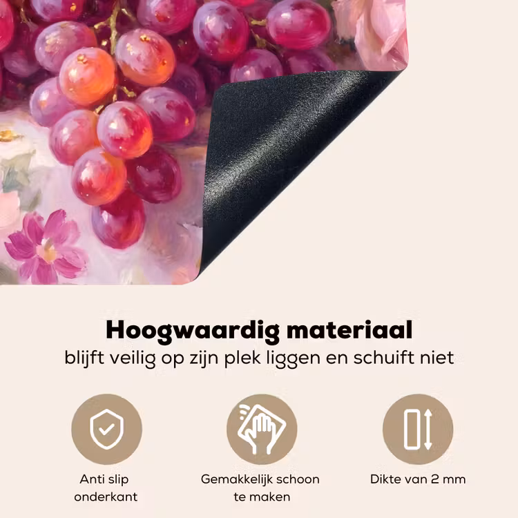 Eten - Bloemen - Stilleven - Roze - Goud Inductie beschemer met haakjes klein -ky-onderkant-nl