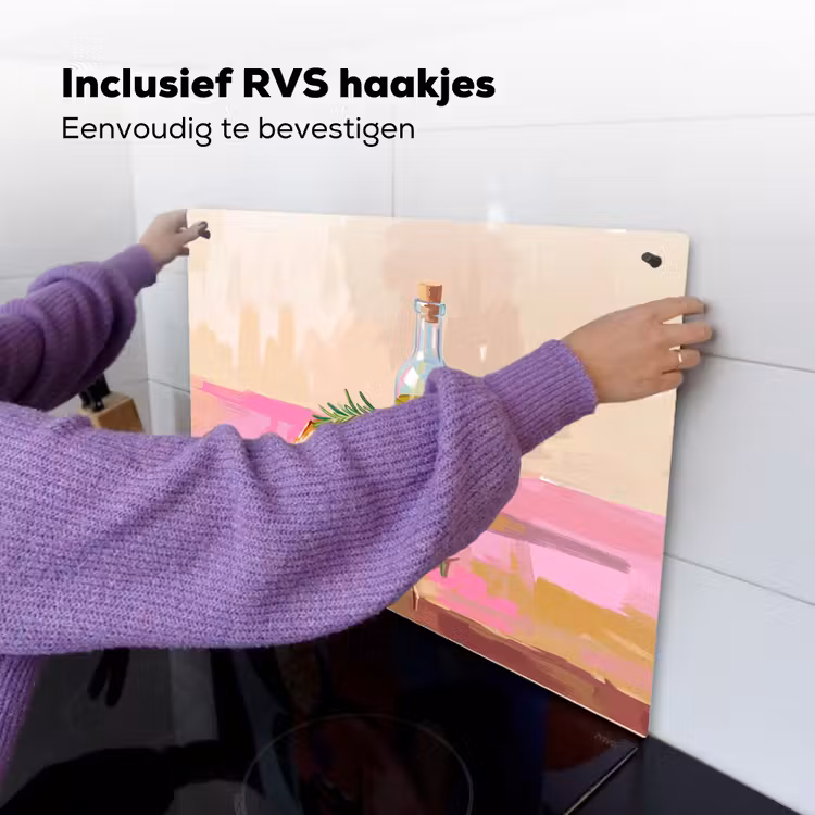 Eten - Brood - Olijfolie - Abstract - Keuken Inductie beschemer met haakjes klein -ky-ophangen-nl