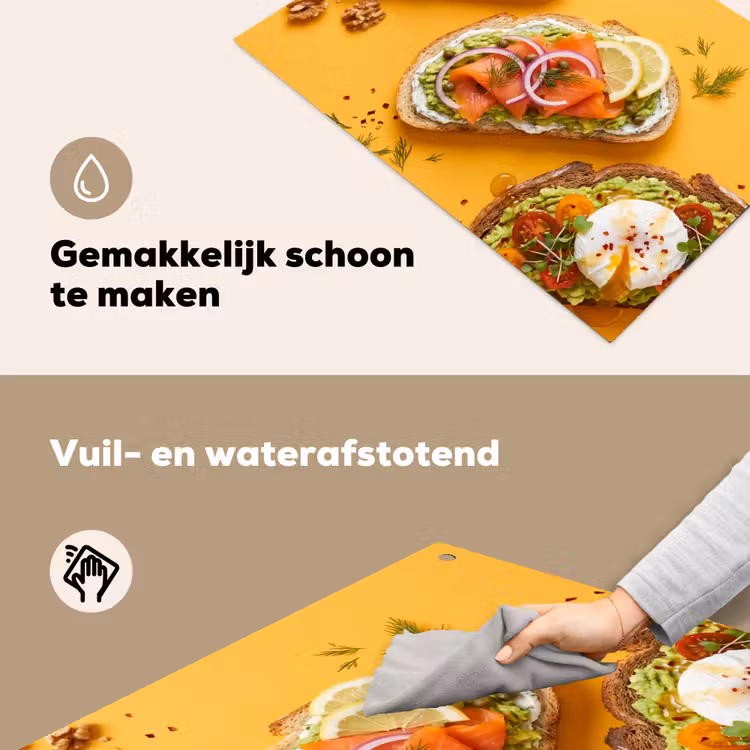 Eten - Brood - Ontbijt - Modern - Kleurrijk Inductie beschemer met haakjes klein -ky-schoon-nl