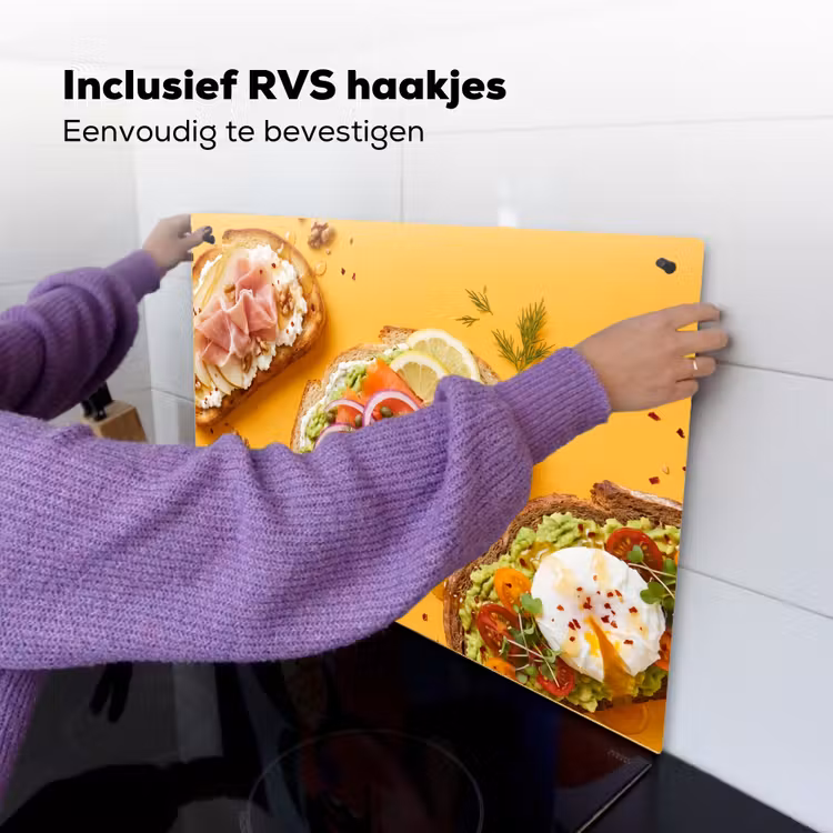 Eten - Brood - Ontbijt - Modern - Kleurrijk Inductie beschemer met haakjes klein -ky-ophangen-nl