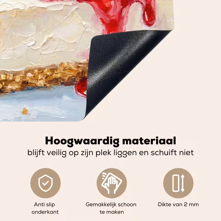 Eten - Cheesecake - Bessen - Abstract - Roze Inductie beschemer met haakjes klein -ky-onderkant-nl
