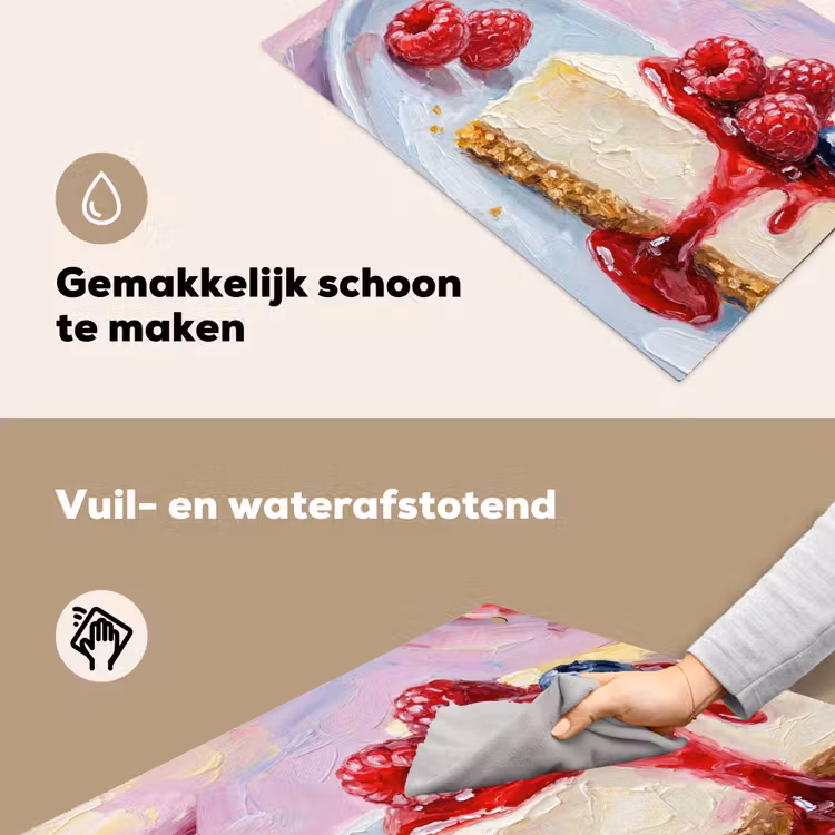 Eten - Cheesecake - Bessen - Abstract - Roze Inductie beschemer met haakjes klein -ky-schoon-nl