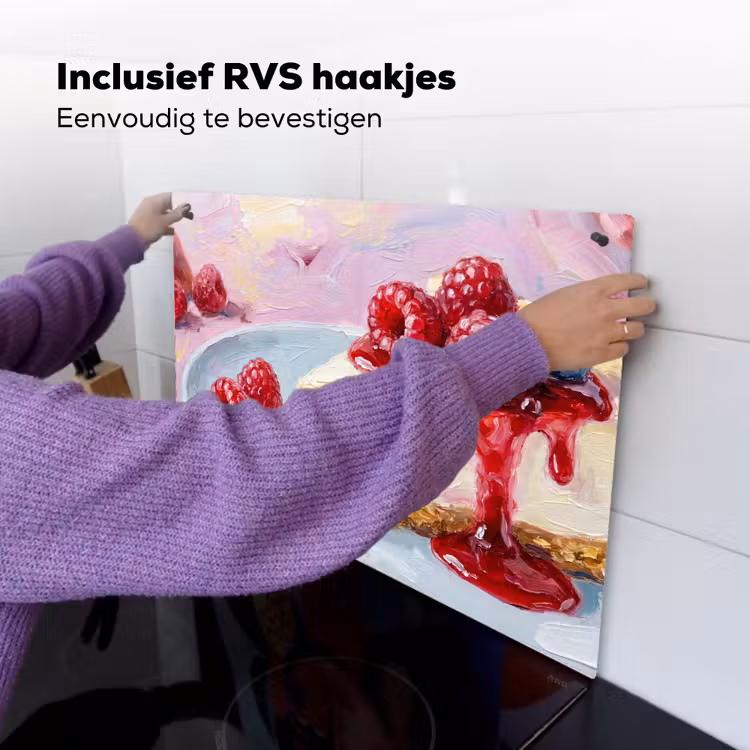 Eten - Cheesecake - Bessen - Abstract - Roze Inductie beschemer met haakjes klein -ky-ophangen-nl
