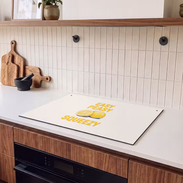 Eten - Citroenen - Keuken - Illustratie - Geel Inductie beschemer met haakjes klein -sfeer1