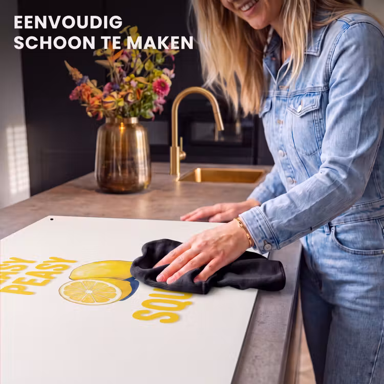 Eten - Citroenen - Keuken - Illustratie - Geel Inductie beschemer met haakjes klein -ky-schoon-nl