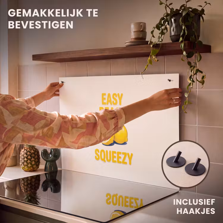 Eten - Citroenen - Keuken - Illustratie - Geel Inductie beschemer met haakjes klein -ky-ophangen-nl