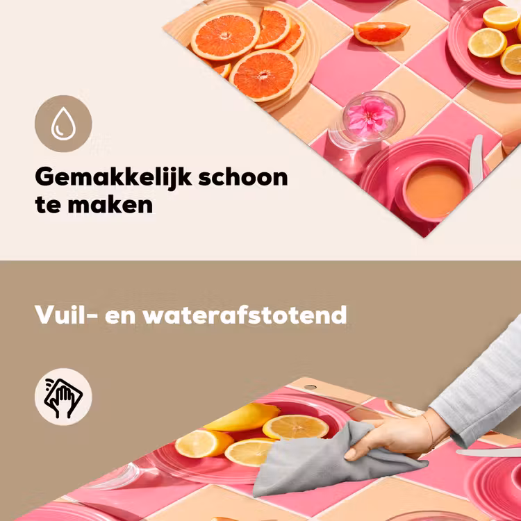 Eten - Citrusvruchten - Stillevens - Roze - Oranje Inductie beschemer met haakjes klein -ky-schoon-nl