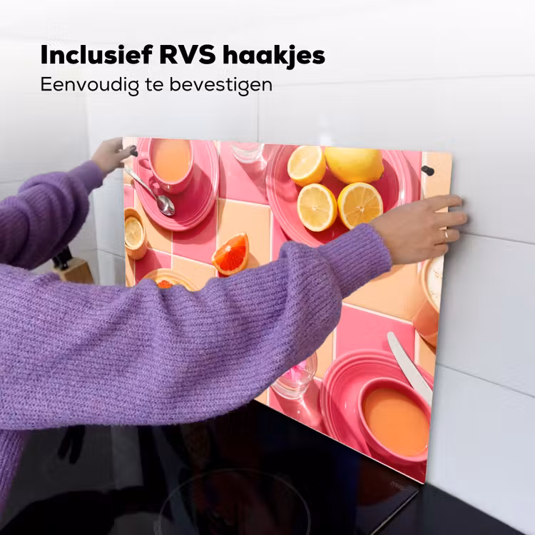 Eten - Citrusvruchten - Stillevens - Roze - Oranje Inductie beschemer met haakjes klein -ky-ophangen-nl