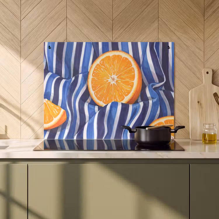 Inductiebeschermer & spatscherm (2in1) - Eten - Fruit - Oranje - Eten - Fruit - Oranje Inductie beschemer met haakjes klein