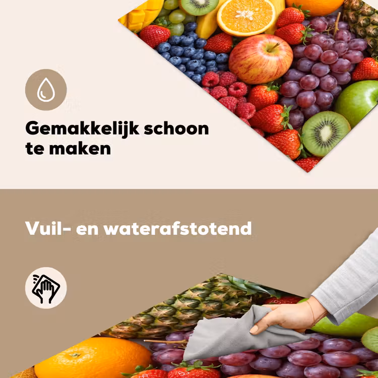 Eten - Fruit - Vers - Kleurrijk - Voeding Inductie beschemer met haakjes klein -ky-schoon-nl