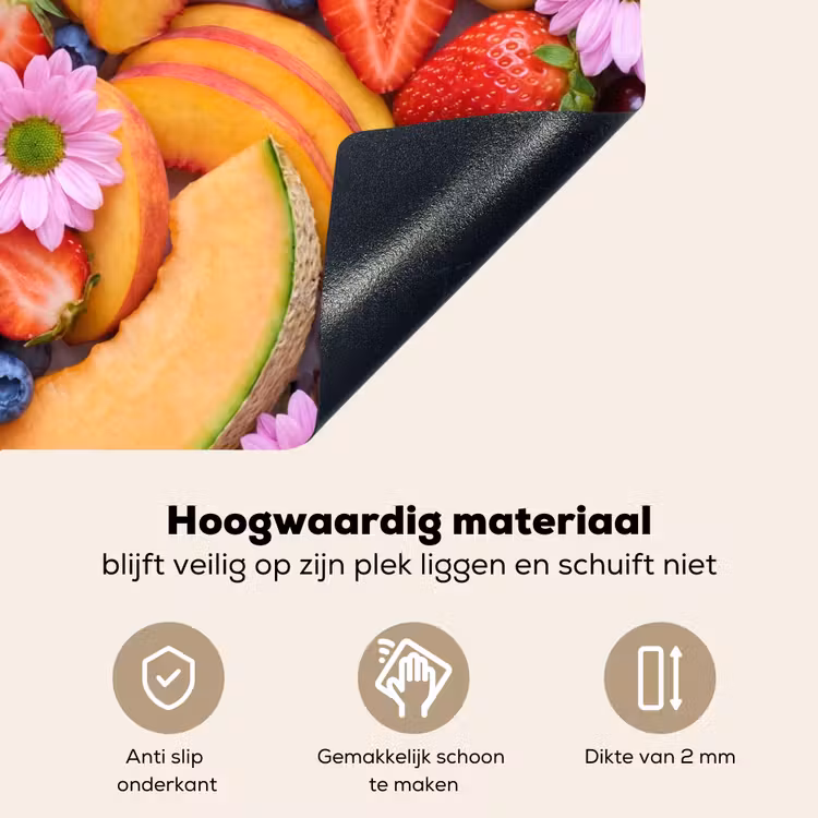 Eten - Fruit - Zomer - Kleurrijk Inductie beschemer met haakjes klein -ky-onderkant-nl