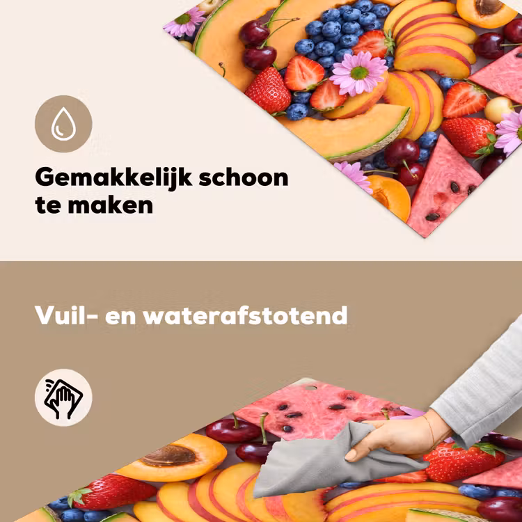 Eten - Fruit - Zomer - Kleurrijk Inductie beschemer met haakjes klein -ky-schoon-nl