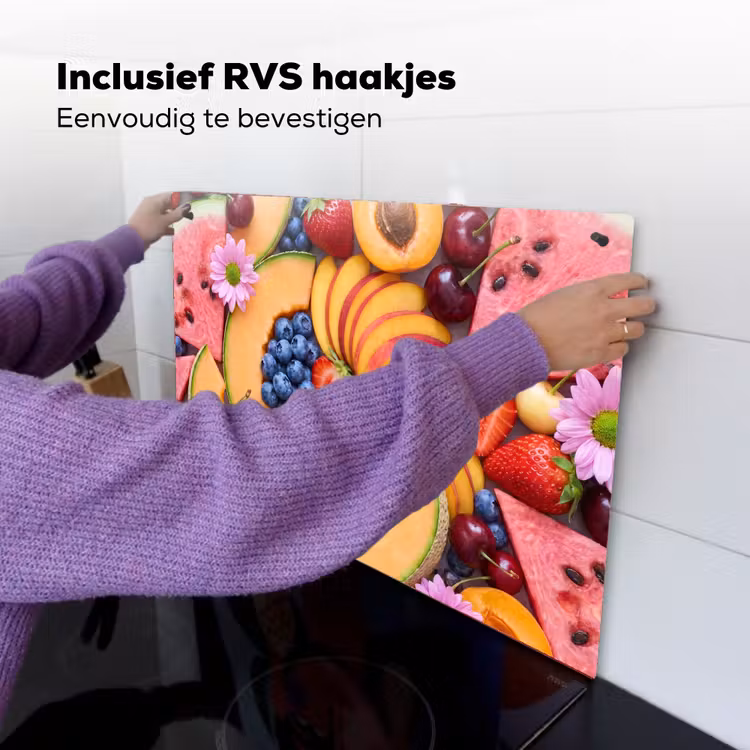 Eten - Fruit - Zomer - Kleurrijk Inductie beschemer met haakjes klein -ky-ophangen-nl