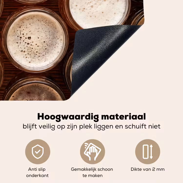 Eten - Glazen - Drank - Patroon - Bruin Inductie beschemer met haakjes klein -ky-onderkant-nl