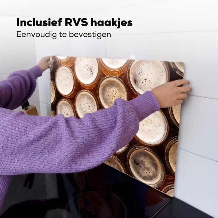 Eten - Glazen - Drank - Patroon - Bruin Inductie beschemer met haakjes klein -ky-ophangen-nl