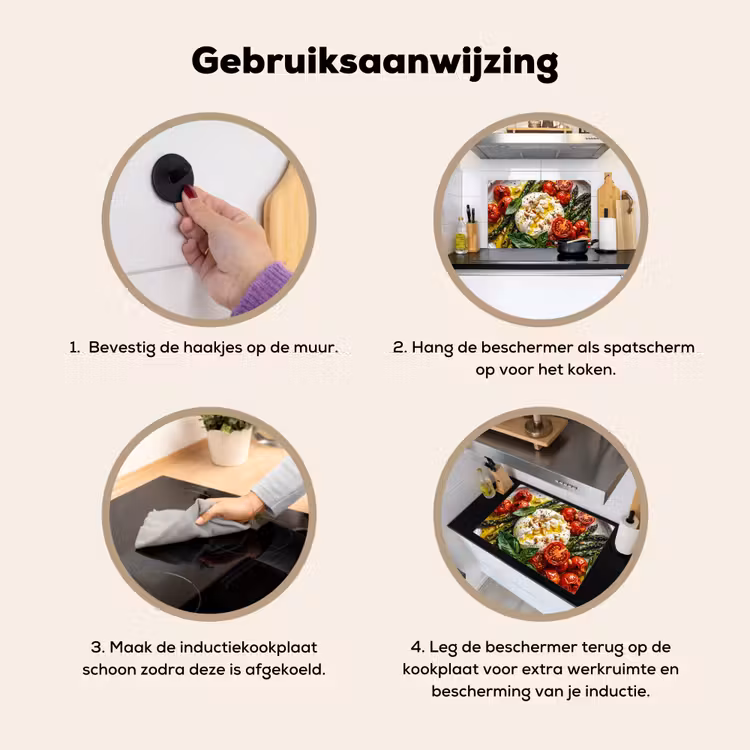 Eten - Groenten - Kaas - Modern - Vers Inductie beschemer met haakjes klein -ky-gebruik-nl