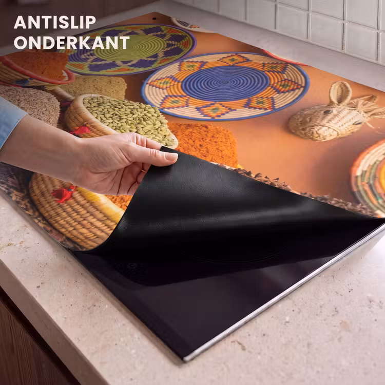 Inductiebeschermer & spatscherm (2in1) - Eten - Kleurrijk - Cultuur - Eten - Kleurrijk - Cultuur Inductie beschemer met haakjes klein