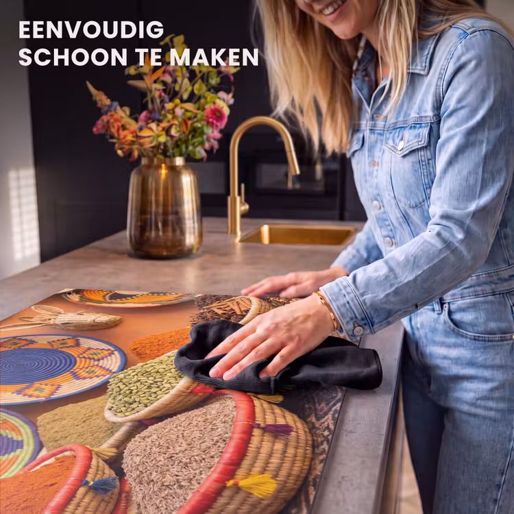 Inductiebeschermer & spatscherm (2in1) - Eten - Kleurrijk - Cultuur - Eten - Kleurrijk - Cultuur Inductie beschemer met haakjes klein