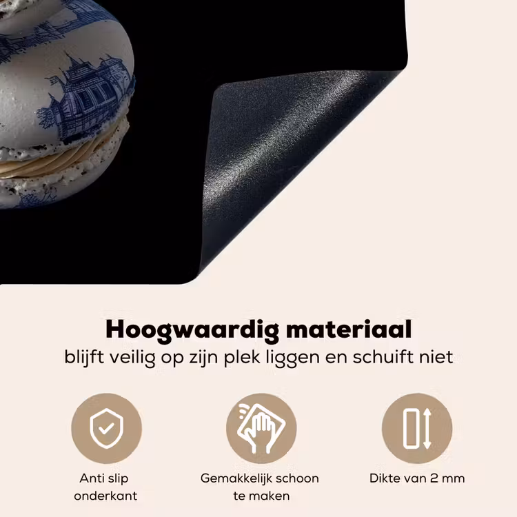 Eten - Macarons - Delfts blauw - Koekjes Inductie beschemer met haakjes klein -ky-onderkant-nl