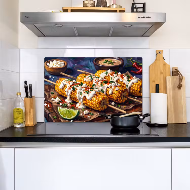 Eten - Maïs - Saus - Geschilderd - Geel Inductie beschemer met haakjes klein -sfeer2