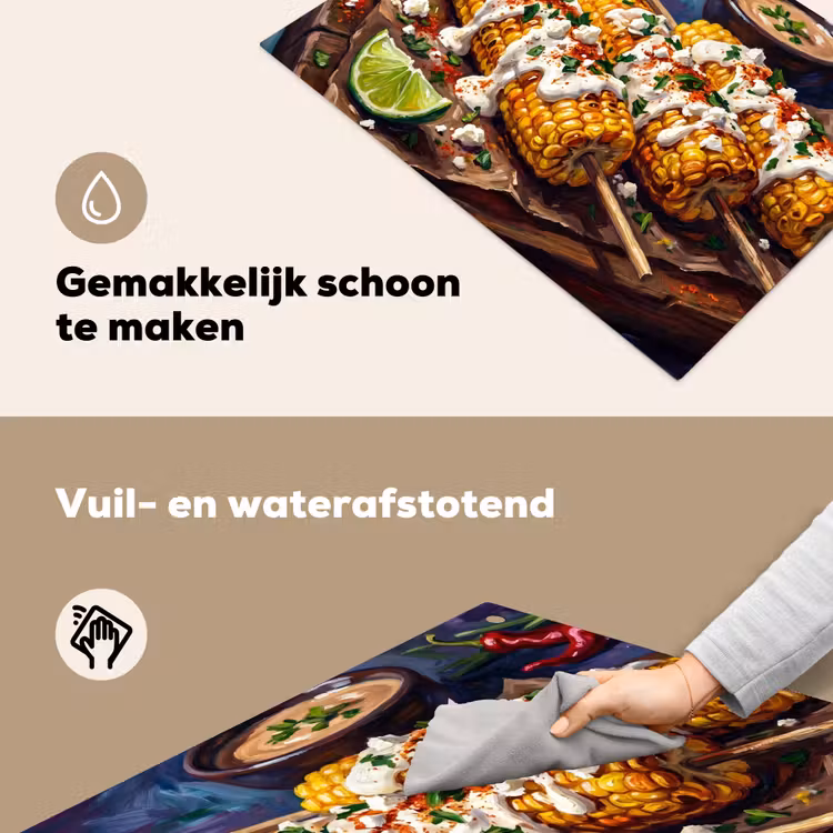 Eten - Maïs - Saus - Geschilderd - Geel Inductie beschemer met haakjes klein -ky-schoon-nl