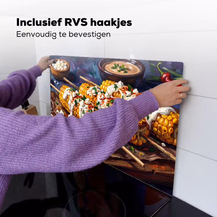 Eten - Maïs - Saus - Geschilderd - Geel Inductie beschemer met haakjes klein -ky-ophangen-nl