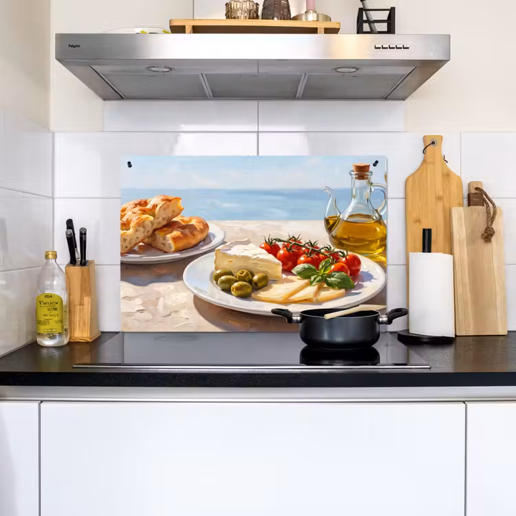 Eten - Middellandse Zee - Natuur - Geschilderd Inductie beschemer met haakjes klein -sfeer2