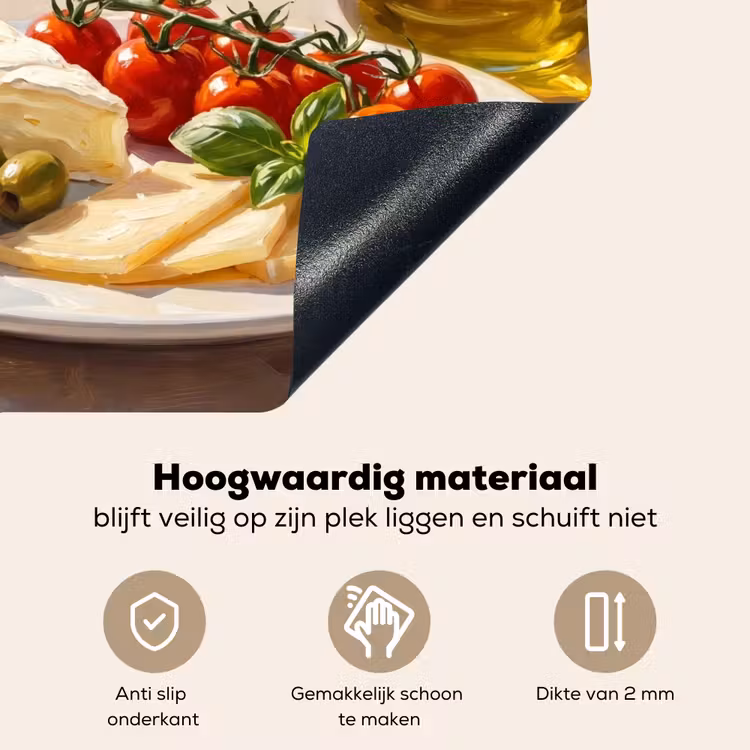 Eten - Middellandse Zee - Natuur - Geschilderd Inductie beschemer met haakjes klein -ky-onderkant-nl