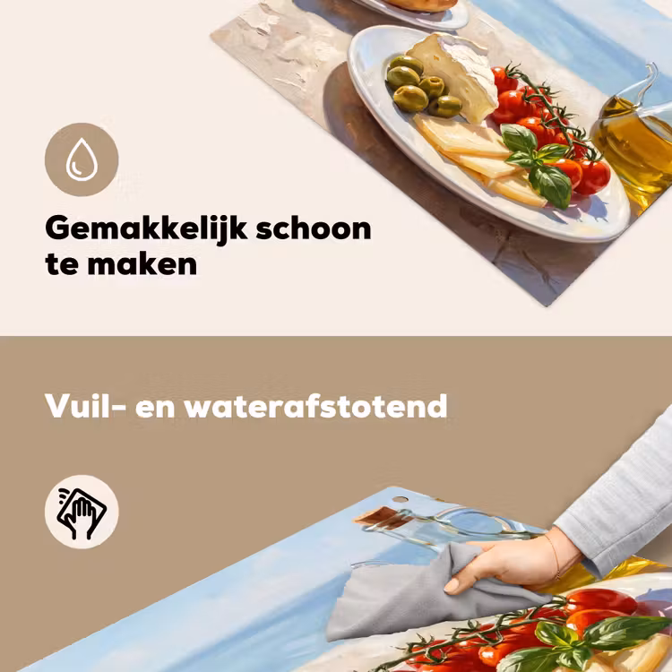 Eten - Middellandse Zee - Natuur - Geschilderd Inductie beschemer met haakjes klein -ky-schoon-nl