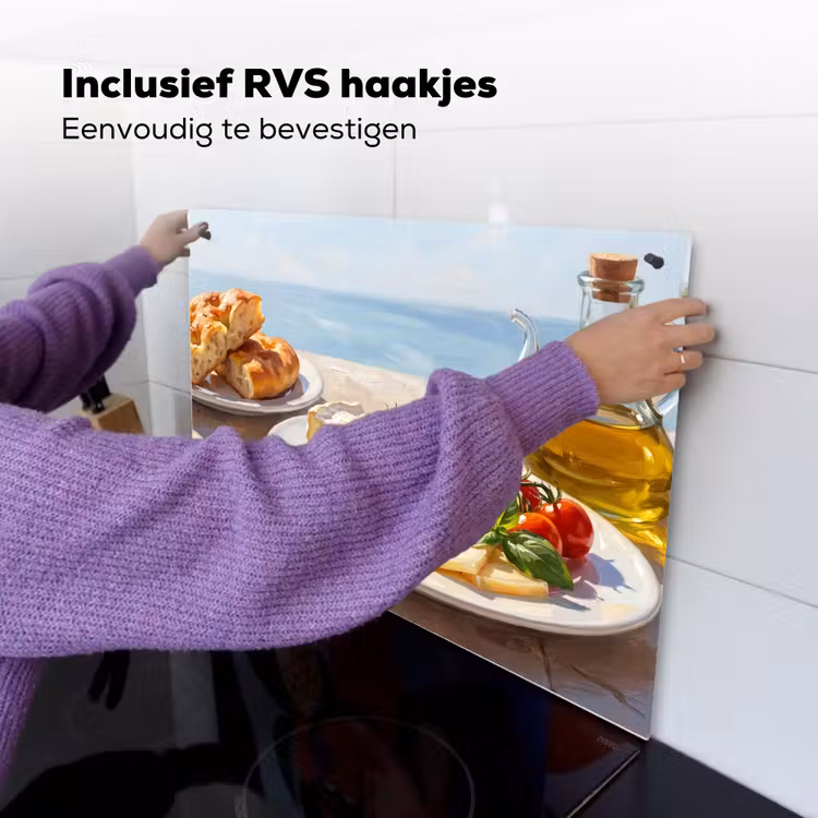 Eten - Middellandse Zee - Natuur - Geschilderd Inductie beschemer met haakjes klein -ky-ophangen-nl