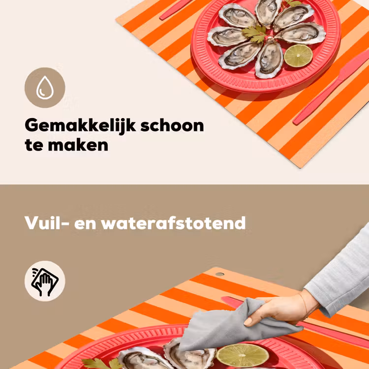 Eten - Oester - Zeevruchten - Oranje - Modern Inductie beschemer met haakjes klein -ky-schoon-nl