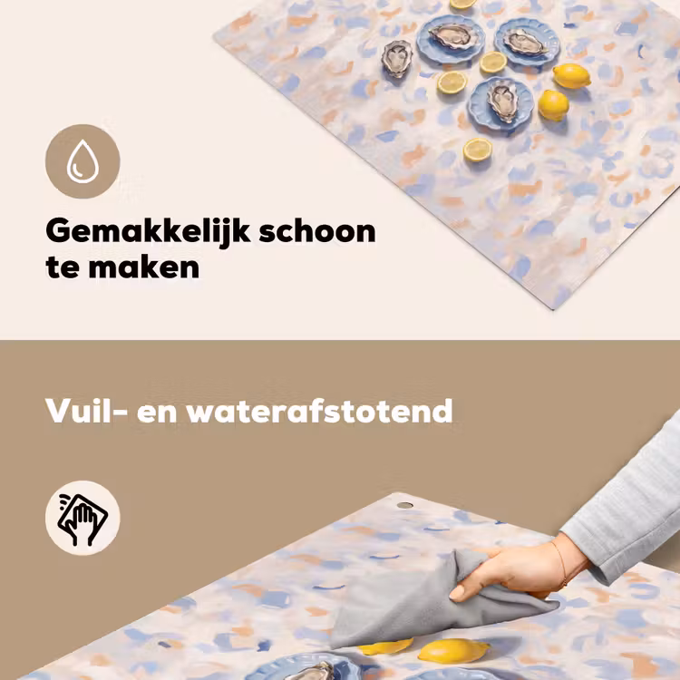 Eten - Oesters - Citroenen - Modern - Geel Inductie beschemer met haakjes klein -ky-schoon-nl