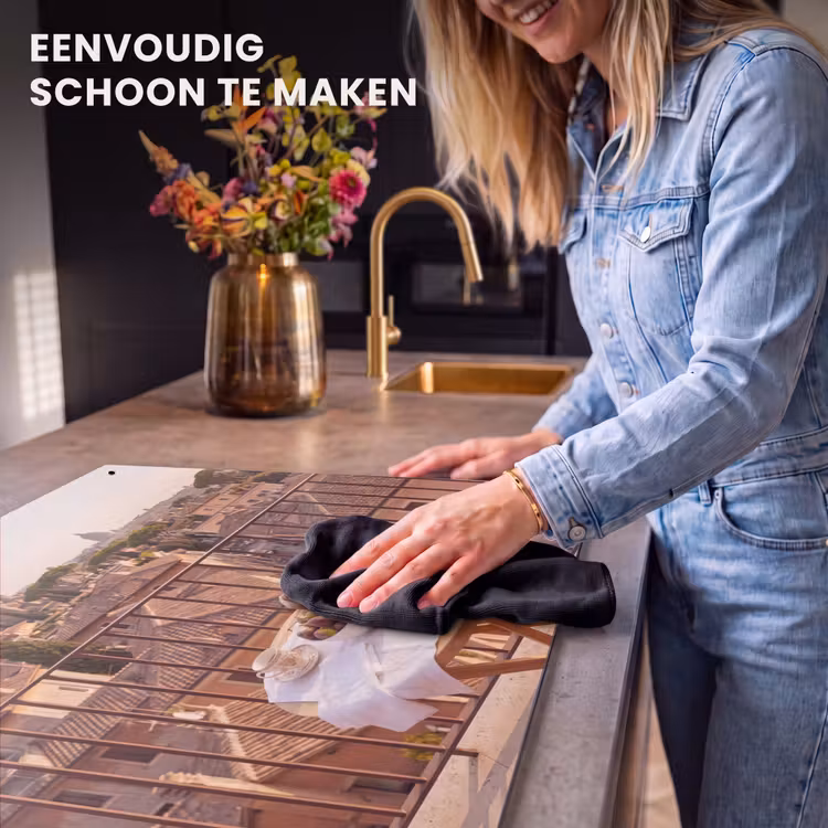 Eten - Ontbijt - Balkon - Stad - Zonsopgang Inductie beschemer met haakjes klein -ky-schoon-nl