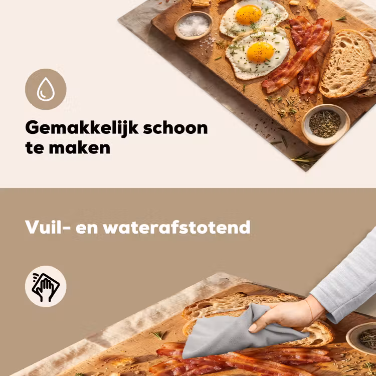 Eten - Ontbijt - Hout - Rustiek - Geel Inductie beschemer met haakjes klein -ky-schoon-nl