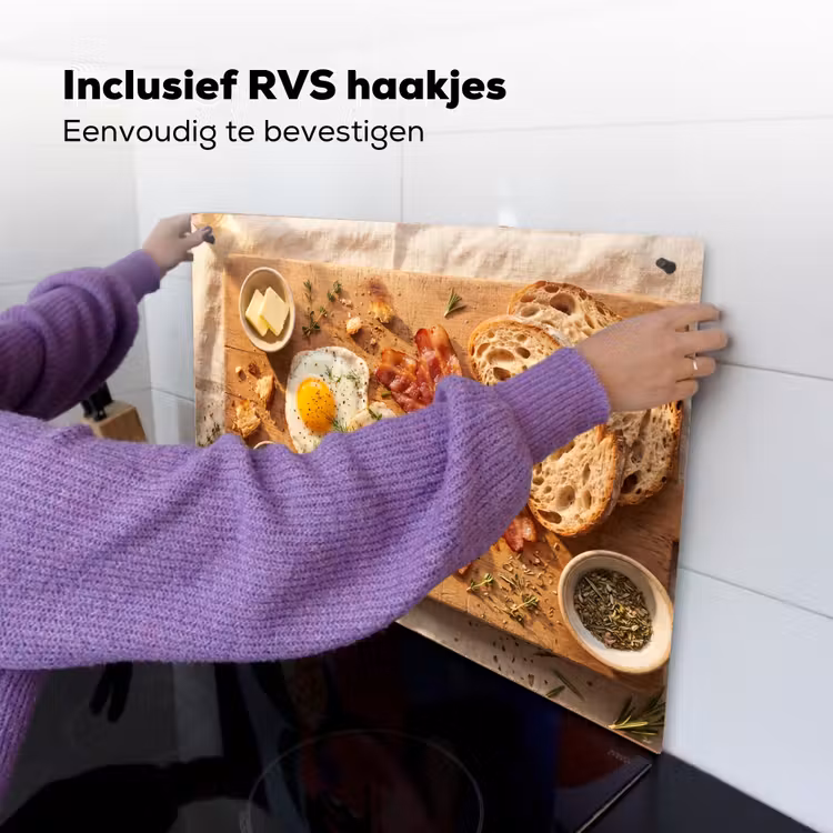 Eten - Ontbijt - Hout - Rustiek - Geel Inductie beschemer met haakjes klein -ky-ophangen-nl